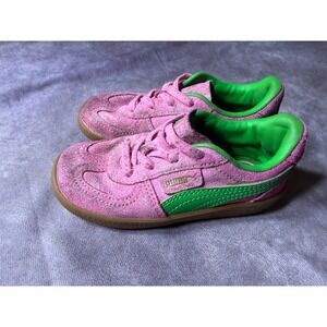 Puma Super Pacerino Pink Green Suede Gum Sole Low Top Sneakers Kids Size 9.5C